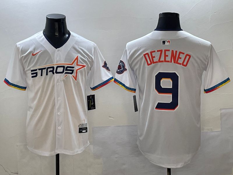 Men Houston Astros #9 Dezeneo White Fourth generation Joint Name Nike 2025 MLB Jersey style 1->houston astros->MLB Jersey